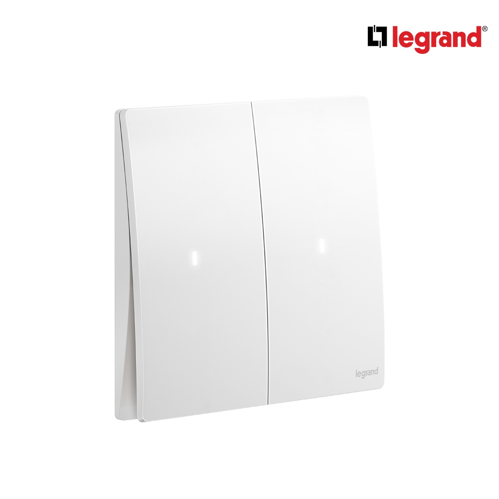 Legrand สวิตช์ทางเดียว 2ช่อง สีขาว มีไฟ LED 16A | Mallia Senses | Matt White | 281012MW | BTiSmart