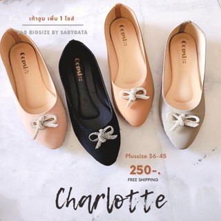 รองเท้าไซส์ใหญ่ รุ่น Charlotte ไซส์ 36-45 คัชชู แต่งโบว์  รองเท้าส้นแบน รองเท้าทำงาน