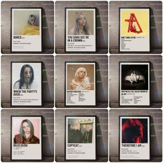 Billie Eilish ปกอัลบั้มภาพเพลง ภาพวาดผ้าใบ ซูเปอร์สตาร์ สไตล์มินิมอล โปสเตอร์ผนังพิมพ์รูปภาพตกแต่งบ้าน