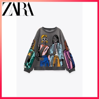 Zara ใหม่ เสื้อกันหนาว พิมพ์ลาย สําหรับผู้หญิง