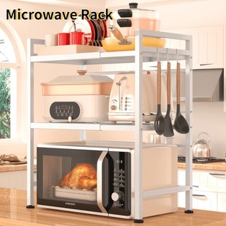 Kitchen Microwave Rack Adjustable Length And Height Commodity Shelf Carbon Steel Material Rack