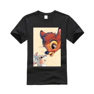 เสื้อยืดคอกลม แขนสั้น ผ้าฝ้าย 100% พิมพ์ลายการ์ตูน bambi bambi Samp Thumper สําหรับผู้ชาย