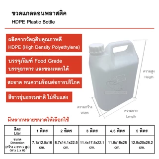 ขวดแกลลอนเปล่า 1,2,3,4.5,5 ลิตร มีจุกปิดในและฝาปิดนอก บรรจุภัณฑ์ Food Grade คุณภาพดี สะอาด แกลลอนเปล่า แกลลอนพลาสติค