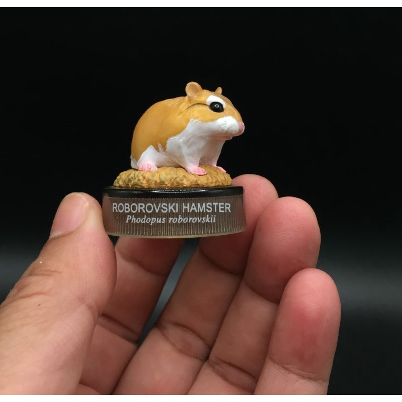 ฟิกเกอร์ หนูแฮมเตอร์ น่ารัก  Kaiyodo Hamster's Lunch Bottle Cap Mini Figure #9 Roborovski Hamster Ja