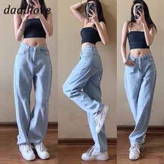 DaDulove💕 New Korean Version of Ins Light Blue Jeans Fashion High Waist Loose Straight Pants Wide Leg Pants