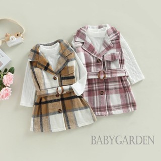 Babygarden ชุดเสื้อแขนยาว ผ้าถัก และเข็มขัด สําหรับเด็กผู้หญิง อายุ 2-7 ปี 2 ชิ้น