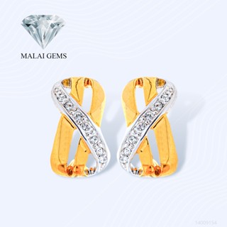 Malai Gems ต่างหูเพชร เงินแท้ Silver 925 เพชรสวิส CZ เคลือบทองคำขาว รุ่น 14009154 แถมกล่อง