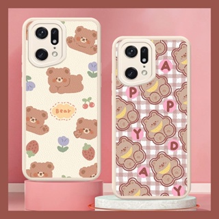 cartoon cute Phone Case For OPPO Find X5 Pro solid color taste leather creative youth The New protective Mens and Womens