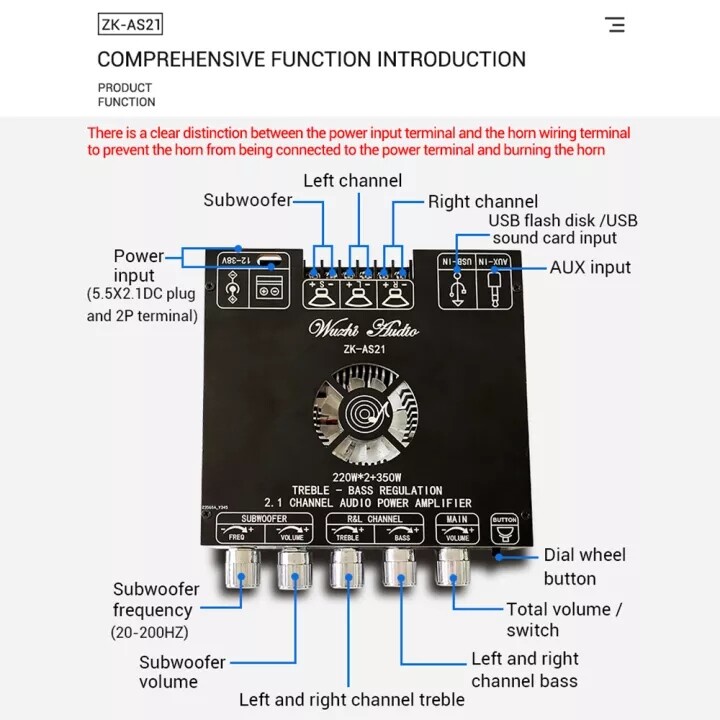 แอมป์ ZK AS21 220W*2+350W แท้ แอมจิ๋วบลูทูธ แอมจิ๋ว AS 21 แอมป์จิ๋วแรงๆ แอมป์จิ๋ว แอมas21 ซับวูฟเฟอร์ แอมป์จิ๋วบลูทูธ