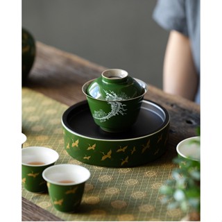 Songfeng Ercai Gaiwan [Huayun] ชุดถ้วยชาเซรามิค พร้อมฝาปิด ของใช้ในครัวเรือน