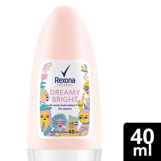 REXONA ROLL ON DEODORANT ANTIPERSPIRANT DREAMY BRIGHT FORMULA PENCERAH 0% ALKOHOL 40ML
