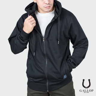 GALLOP : เสื้อฮู้ดแขนยาว SWEAT HOODIE (LONG-SLEEVE) รุ่น GJ9017 สีดำ