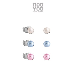 NooYoo ต่างหูสำหรับผิวแพ้ง่าย Tiny PEARL Surgical Steel (Pink set/Silver set)