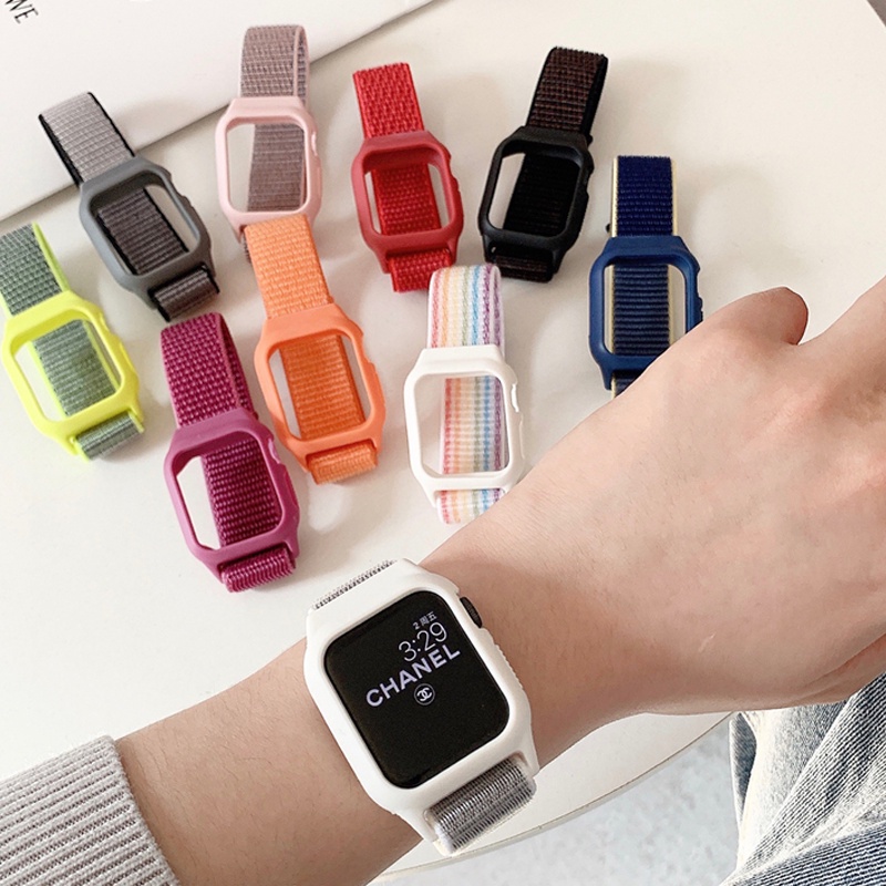 จัดส่งจากกรุงเทพ 🎈สายไนลอน 2 in 1 สาย Apple Watch สำหรับ Iwatch Series 6 7 SE 5 4 3 2 1 สายถักไนลอน 38mm-45mm สายแฟชั่น