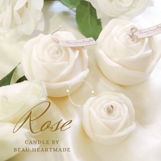 เทียนหอมรูปทรง ดอกกุหลาบ-Rose (สีขาว) เทียนหอมไขถั่วเหลือง เทียนตกแต่งห้อง มินิมอล เทียนหอม ไร้ควัน ไม่มีพาราฟิน เทียน