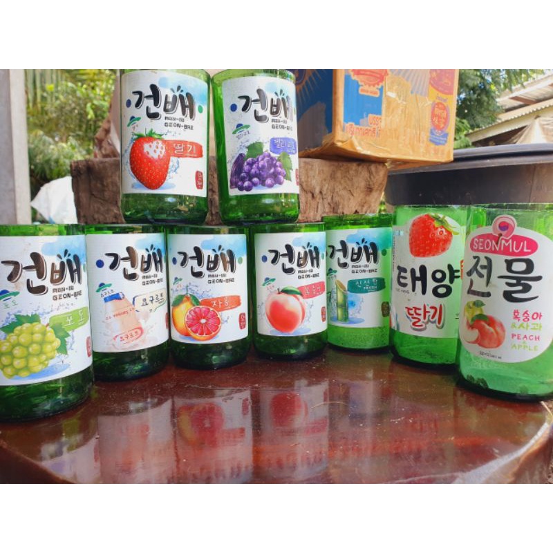 แก้วตัดจากขวด โชจู งานDIY (คละแบบ)