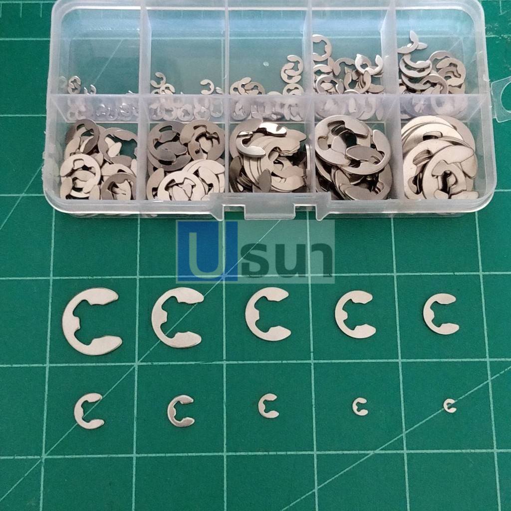 คลิปล็อค แหวนล็อค กิ๊ปล็อค แกน เกือกม้า Circlip External Ring เบอร์ M1.2 ถึง M15 #E clip เงิน (1 ตัว)