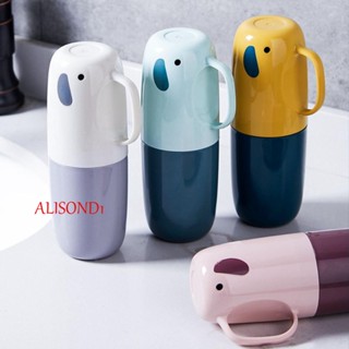 Alisond1 กล่องเก็บแปรงสีฟัน ยาสีฟัน แบบพกพา ลายการ์ตูนช้าง สําหรับผู้ใหญ่ เด็ก เดินทาง ตั้งแคมป์