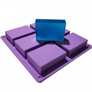 ขายปลีกขายส่ง สบู่ 6 ช่อง ซิลิโคน mould DIY Handmade Soap tools-BP054