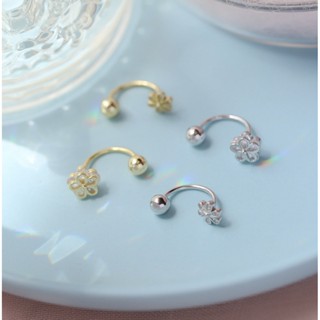 107-littlegirl gifts- Five Petal  flower screw  earrings จิวต่างหูตัวยูรูปกลีบดอกไม้