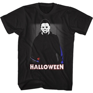 Illustrated Michael Myers Halloween T-Shirt เสือยืดผู้ชาย เสื้อยืดเปล่า เสื้อยืดผู้ชาย เสื้อยืดชาย