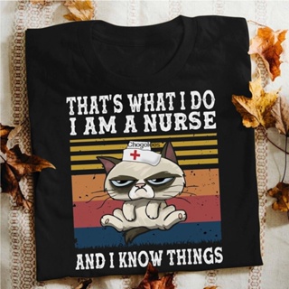 [COD]เสื้อยืดคอวี พิมพ์ลาย Thats What I Do I Am a nurse And I Know Things สไตล์วินเทจ คลาสสิก NPplal00CIblho77