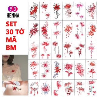 Set 30 tờ Hình Xăm Dán Tattoo Tha Thu Hoa Bỉ Ngạn