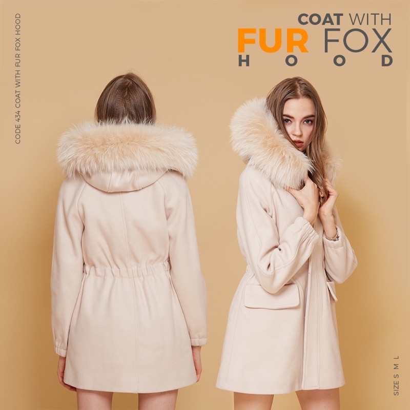 Coatover 💓 COAT WITH FUR FOX HOOD 💓สินค้าใหม่💓แฟชั่นกันหนาว 💓 เสื้อกันหนาวแฟชั่น💓 โค้ทกันหนาว 💓 ใส่ไ