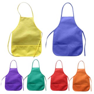 【AG】Kids Children Non-woven Fabric Pocket Apron Kitchen Painting DIY Art Class Cover