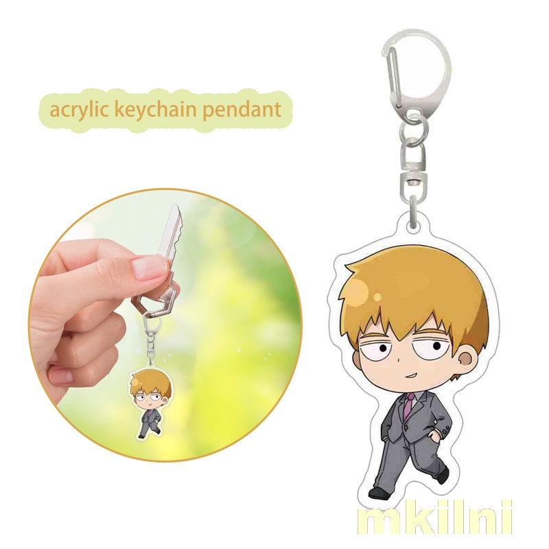 แฟชั่นอะนิเมะ Mob Psycho 100 การ์ตูนตัวเลขพวงกุญแจ Kageyama Shigeo Reigen Arataka Ekubo อะคริลิคจี้ 