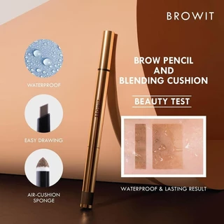 ดินสอเขียนคิ้ว ที่เขียนคิ้ว น้องฉัตร+คุชชั่นคิ้ว สำหรับเบลนดิ้ง Browit By NongChat Brow Pencil And Blending Cushion 2in1