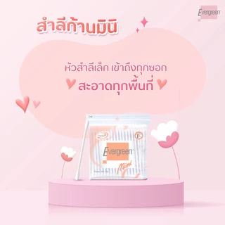 (ยกแพ็ค) เอเวอร์กรีน สำลีก้านมินิ 100 ก้านถุง - แพ็ค 12 ชิ้น / Evergreen Cotton Bud Mini 100 pcs. (Pack 12)