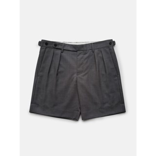 [JBB*] GREY BIRD-EYE WOOL TWO-TUCK SHORTS  เจบีบี กางเกงขาสั้น ผ้าวูล กางเกงขาสั้นสองจีบ กางเกงขาสั้นลำลอง