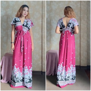 Maxi Dress คอวีหน้า หลัง