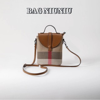 Mini Casual Canvas Crossbody Ladies Bag Leather Zipper Mobile Phone Bag Luxury Check Handbag Small Shoulder Bagl