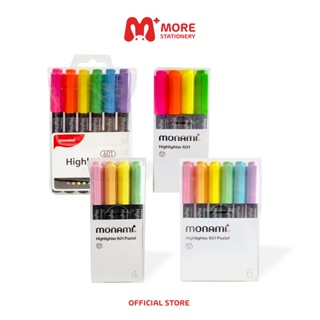 Monami (โมนามิ) ปากกาไฮไลท์ ปากกาเน้นข้อความ รุ่น Highlighter 601 (แพ็ค 4 , 6 สี)