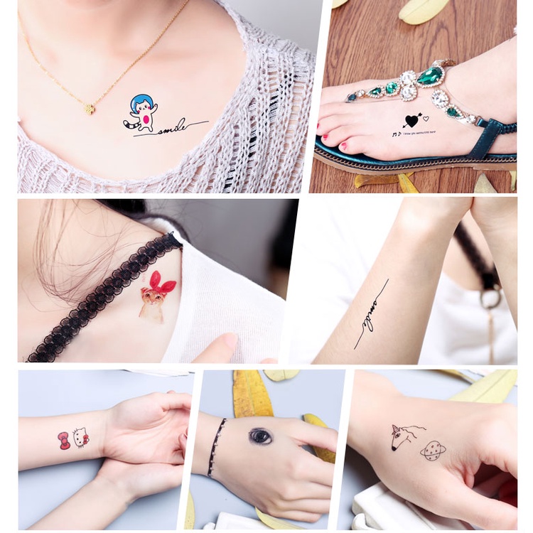 No.8 (30 PCS) แทททูมินิมอล แทททูฮยอนอา สไตล์เกาหลี สติ๊กเกอร์tattoo แทททู สีชัด ติดเนียน กันน้ำ ติดทนนาน 3-7 วัน