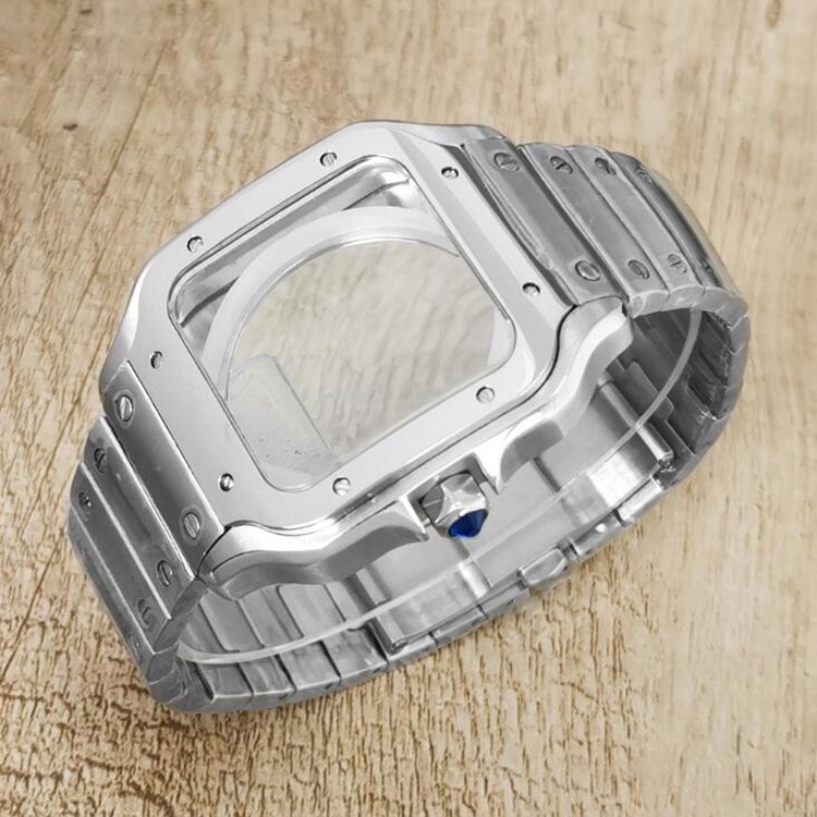 38MM Square Watch Case Fine Steel Shell พร้อมสายรัดนาฬิกาอุปกรณ์เสริมสําหรับ NH35/36/4R/7S Movement