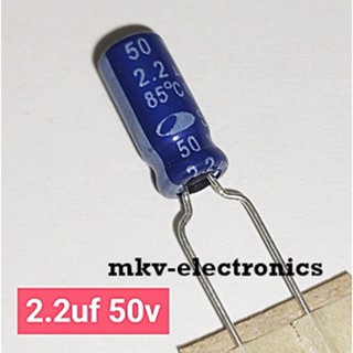 (10ตัว) 2.2uf 50v 85 ํC Samwha 5x11mm. Electrolyte Capacitor (รหัสสินค้า M02452)