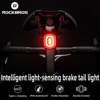 Rockbros ไฟเบรกท้ายจักรยานอัจฉริยะ LED IPX6 Type-C กันน้ํา เพื่อความปลอดภัย