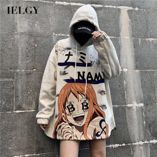 Ielgy เสื้อกันหนาว มีฮู้ด ลายการ์ตูน สไตล์เกาหลี ฮิปฮอป สําหรับผู้ชาย