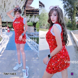 👗Pfashion [ส่งไว!!🚛] P11465 เดรสกี่เพ้าแขนลูกไม้เว้าอก Off-the-shoulder lace sleeves cheongsam dress