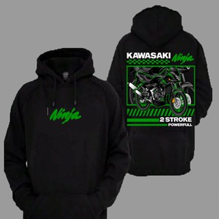 เสื้อกันหนาว มีฮู้ด ลาย Kawasaki Ninja 2 Stroke Power พรีเมี่ยม สําหรับขี่รถจักรยานยนต์