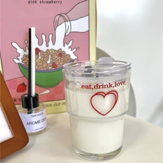 แก้วมีฝาปิด eat drink love พร้อมส่ง💖