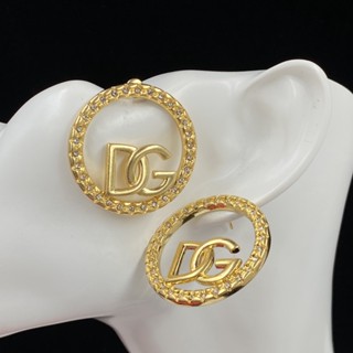 สไตล์ใหม่ D &amp; G ต่างหูแฟชั่น ทรงกลม เหล็กไทเทเนียม เรียบง่าย อารมณ์ ต่างหู เครื่องประดับ สําหรับผู้หญิง