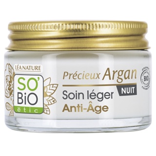 SoBio Precious Argan ANTI-AGING LIGHT CREAM NIGHT 50 ml.ครีมอาร์แกนออแกนิค นำเข้าจากฝรั่งเศส สูตรไลท์ เนื้อครีมบางเบา