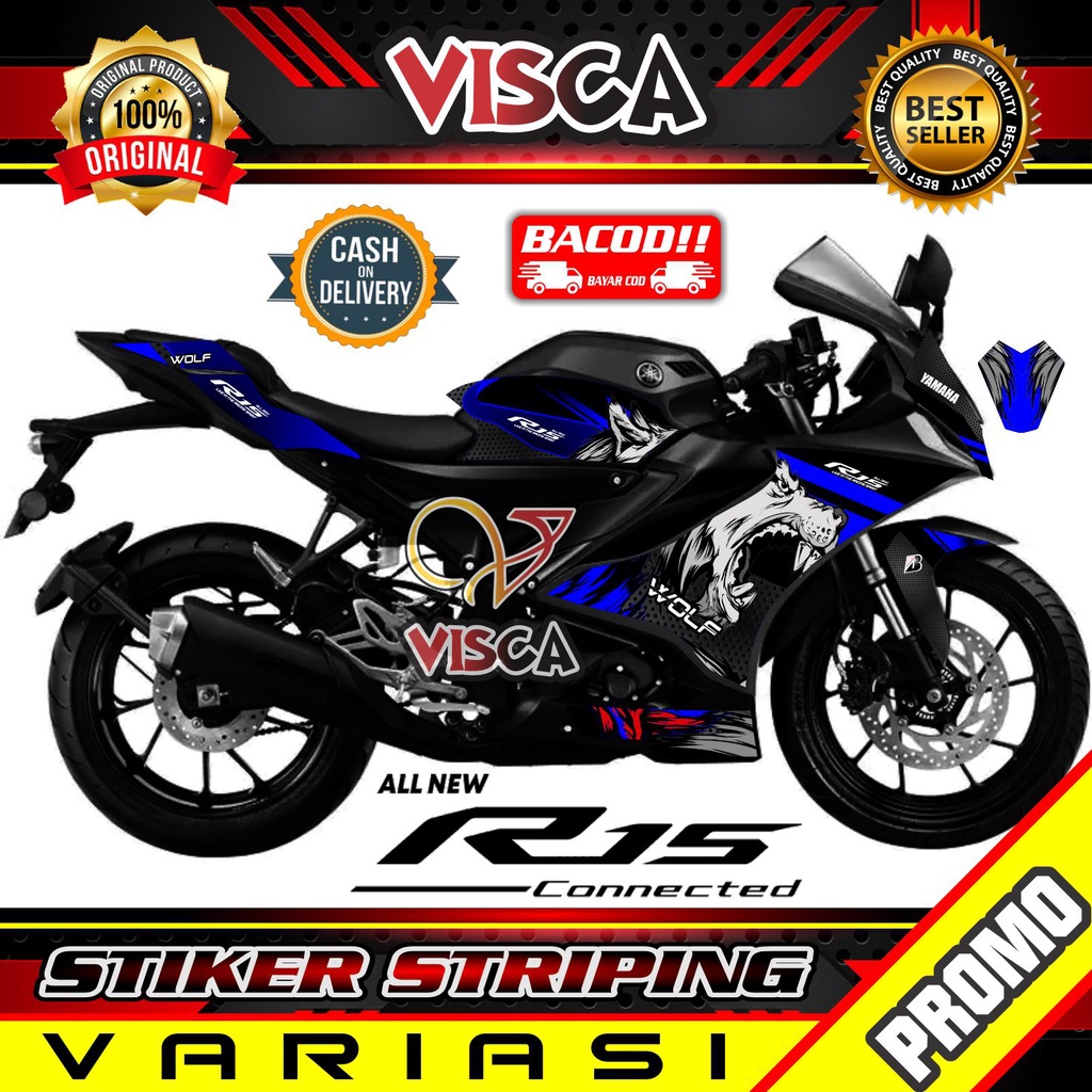 R15 V4 สติกเกอร์ Striping R15 V4 สติกเกอร์ Moto R15 V4 Striping R15 V4 2022 หมาป่า