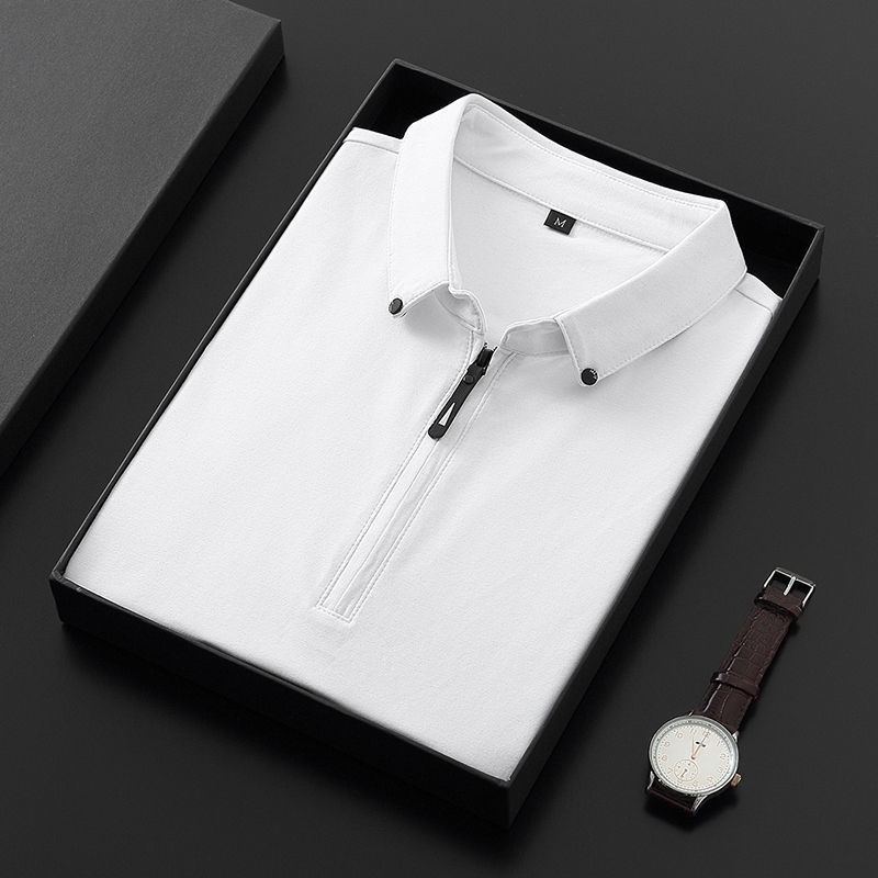 BCotton polo shirt short-sleeved men's summer 2022 new half-sleeve top loose white lapel t-shirt
