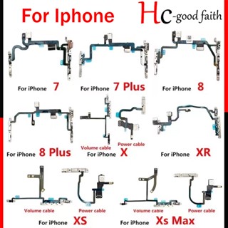 ใหม่ สายเคเบิ้ลอ่อน คุณภาพสูง สําหรับ IPhone 7 8 Plus X XR XS Max Mute &amp; Volume Switch On Off Button Key อะไหล่เปลี่ยน
