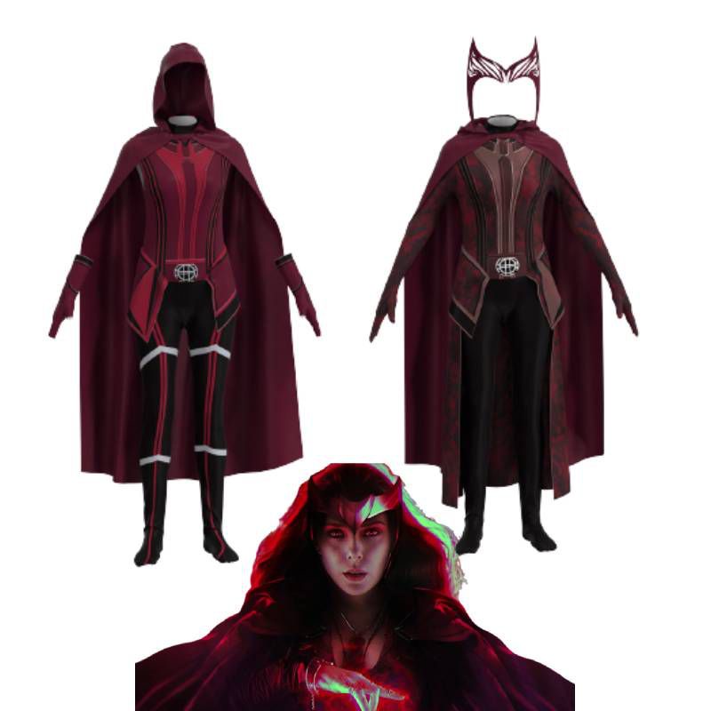 Adult Children Superheroine Halloween Scarlet Cosplay Witch Costume Vision Wanda Maximoff Battle Out